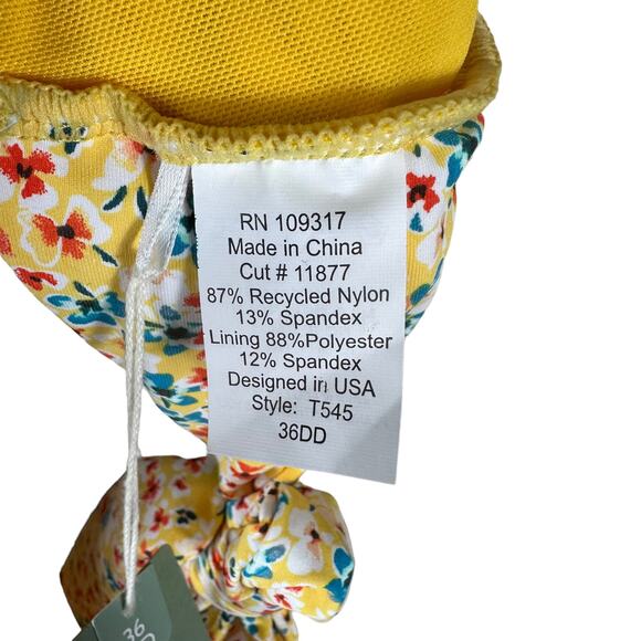 SWIM SYSTEMS Ahoy Halter Swimsuit Top Wildflower Meadow Size 36DD NWT Yellow - Picture 6 of 7